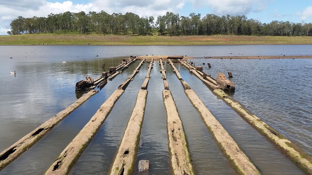 A man-made structure on a river