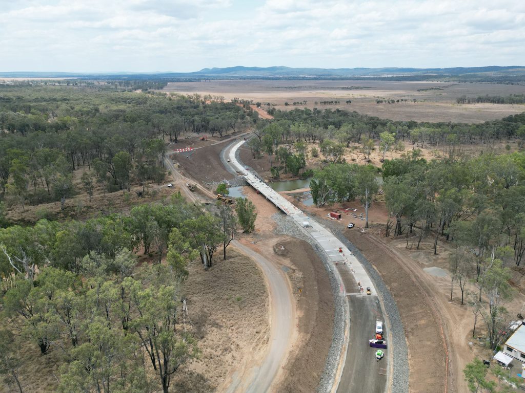 Aerial of bridge construction