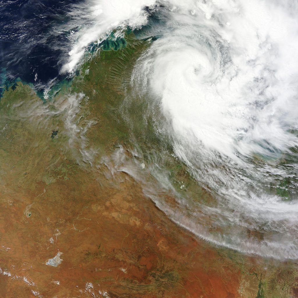 Satellite image of a cyclone over northern Australia